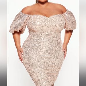 God's Gift Sequin Midi Dress - Rose Gold